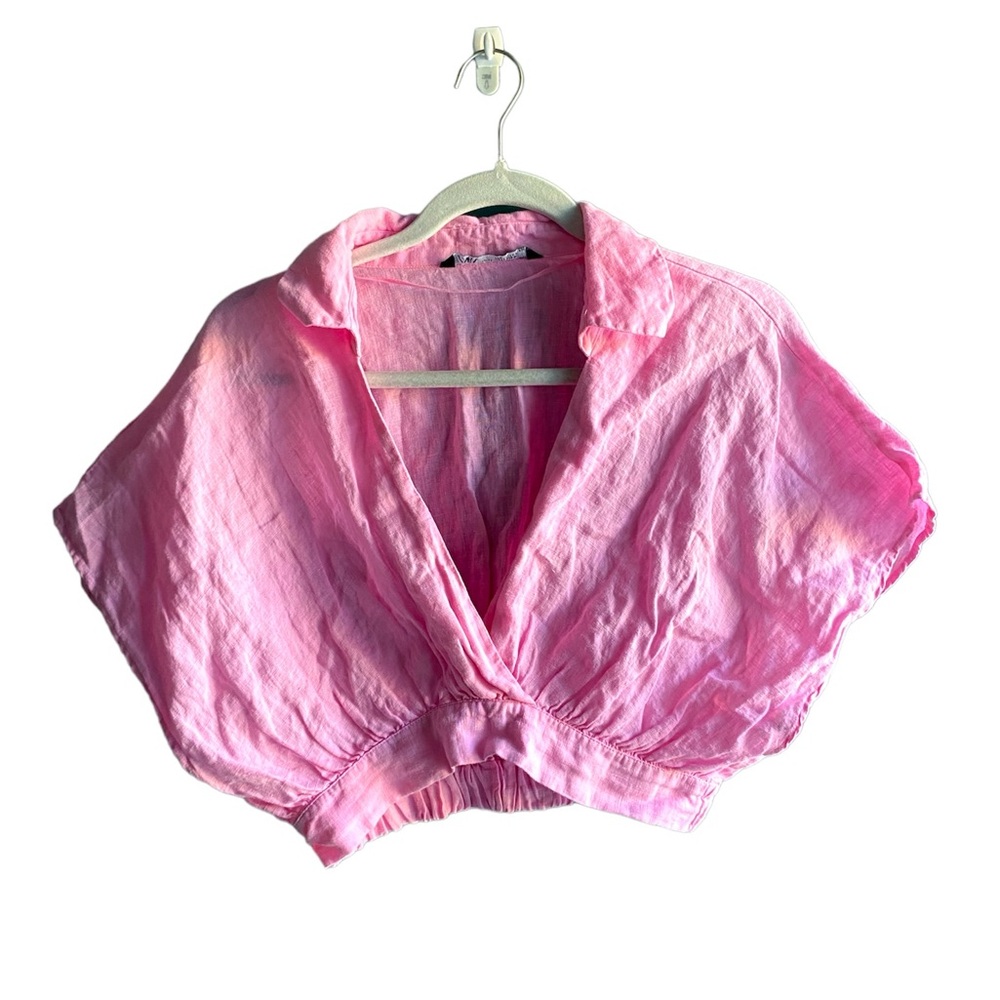 Zara Pink Linen Crop Top